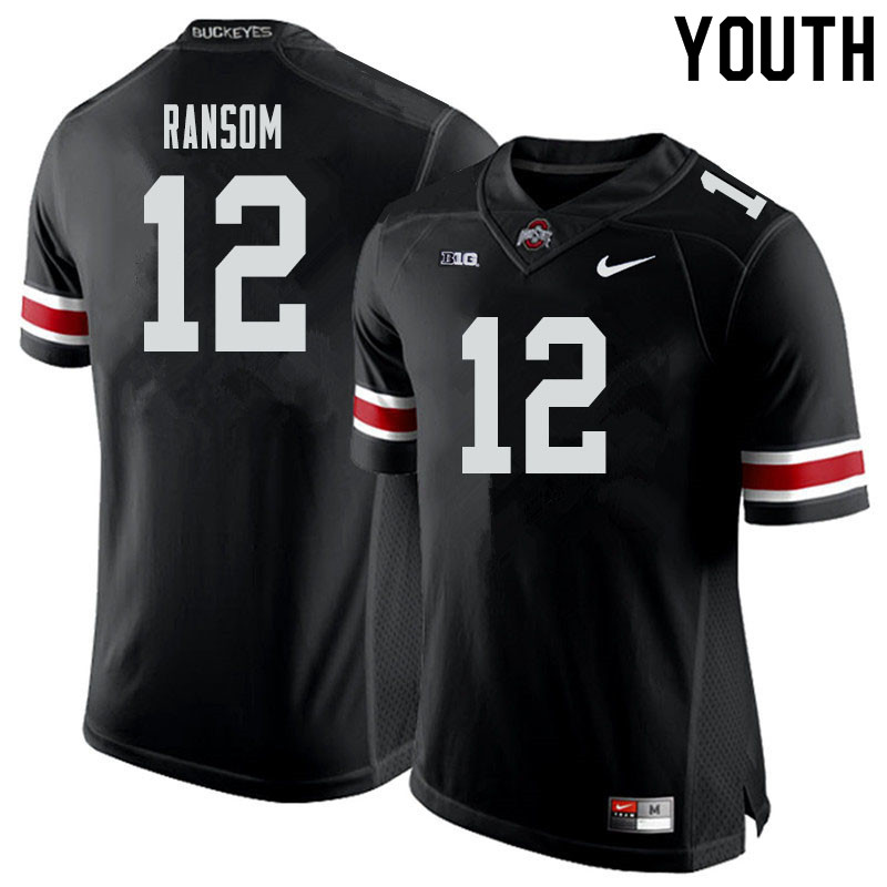 Youth #12 Lathan Ransom Ohio State Buckeyes College Football Jerseys Sale-Black